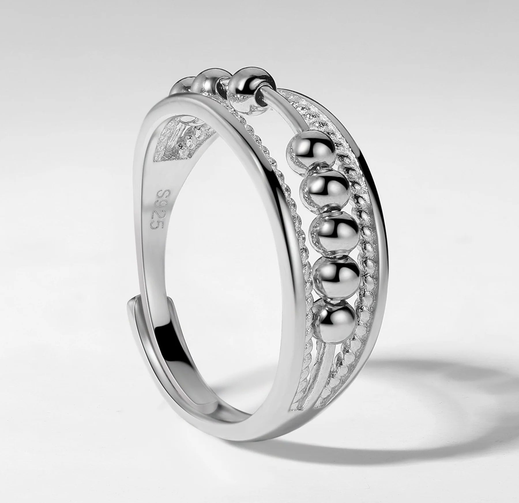 925 Ayar Gümüş Sarkaçlı Kayar Endişe Yüzüğü