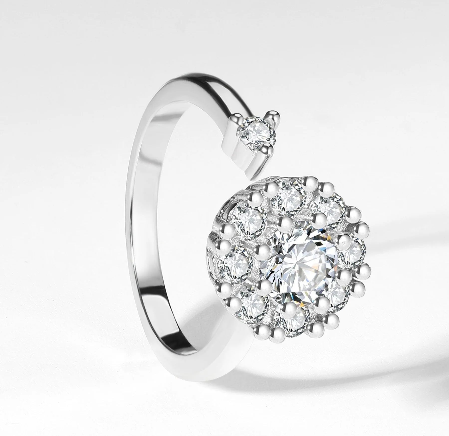 925 Ayar Gümüş Kristal Döner Endişe Yüzüğü