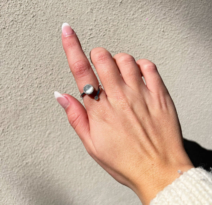 925 Ayar Gümüş Opal Döner Endişe Yüzüğü